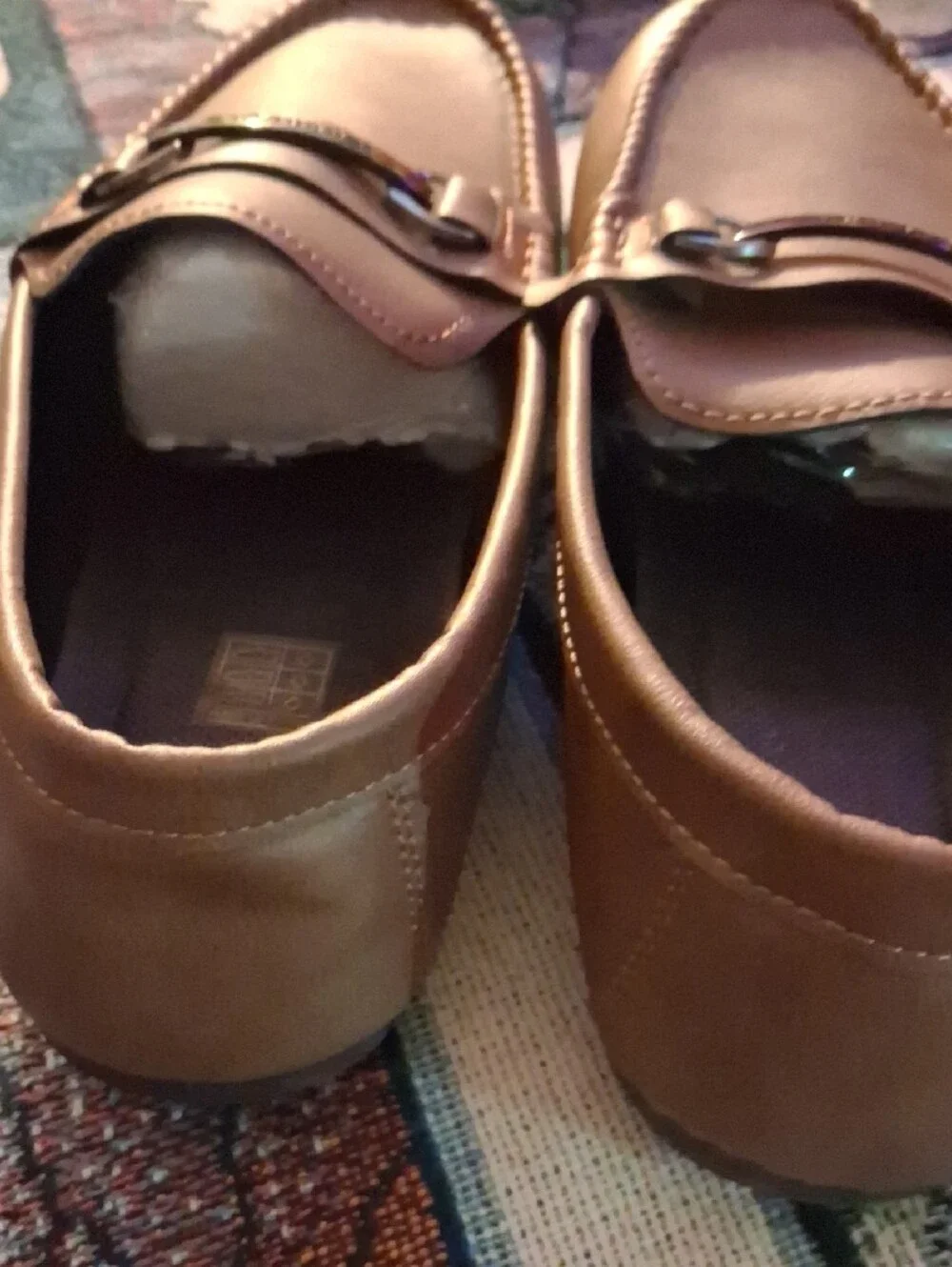 Men's Tan Slip-On Loafers with Metal Accent